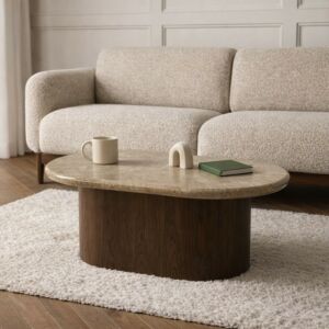 طاولة قهوة من مجموعة ارتيزا - رخام طبيعي - بني غامق وبيج