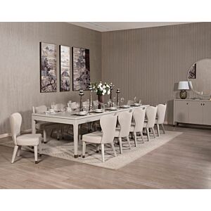 طقم طاولة طعام وكراسي ل 12 شخص روفر - بيج