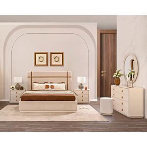 طقم غرفة نوم سافيولا كينغ 193X203 سم - بيج