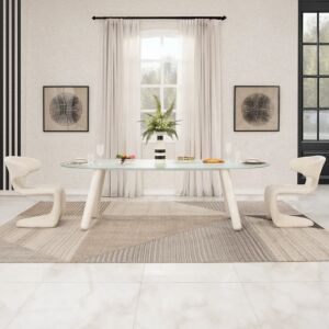 طاولة طعام ل 8 اشخاص داجنون - ابيض