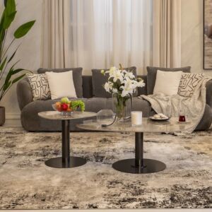 طقم طاولة قهوة 2 قطعة فومي - رمادي واسود