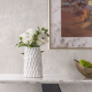 فازة حجم صغير فوسيني - ابيض وذهبي