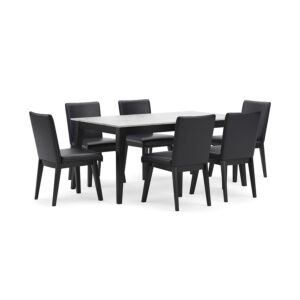 طقم طاولة طعام جيتايا - 6 كراسي - ابيض واسود