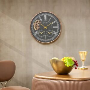 ساعة حائط أورييل - اسود ونحاسي