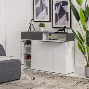 خزانة أحذية 4 ابواب فانلوما - أبيض ورمادي