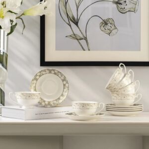 طقم فنجان شاي مع اطباق 12 قطعة اوزي