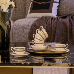 طقم فنجان قهوة مع اطباق ليفونا - 6 قطع