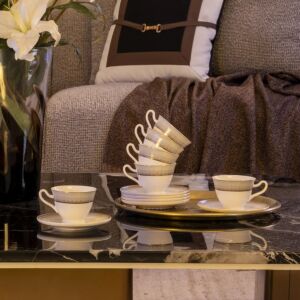 طقم فنجان قهوة مع اطباق ماتيو - 6 قطع