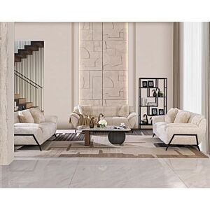 طقم كنب كوفار 3 قطع - كريمي