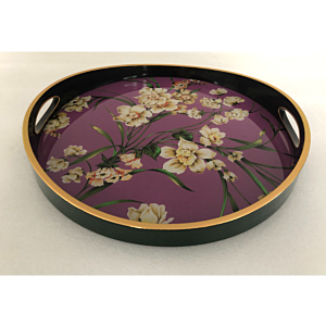 صينية تقديم دير دائرى زجاج بإطار بلاستيك متعدد الالوان