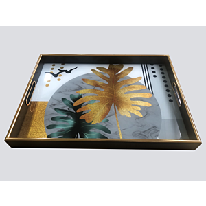 صينية تقديم ديلي مستطيل زجاج بإطار بلاستيك متعدد الالوان