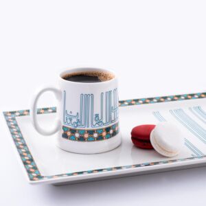 طبق تقديم أصالة مستطيل وسط أخضر وذهبي