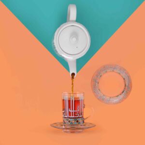 طقم أطباق تقديم حلى أصالة 6 قطع أخضر وذهبي