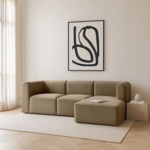 كنبة زاوية كينا - 3 قطع - بني