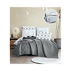 لحاف كوين سادة وجهين امرال - رصاصي غامق