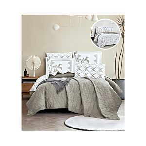 لحاف كوين سادة وجهين امرال - رمادي فاتح