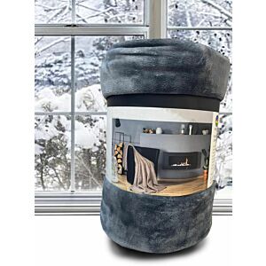 بطانية كوين بلوجرين 220x170 سادة - رصاصي غامق