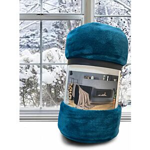 بطانية كوين بلوجرين 220x170 سادة - تركواز