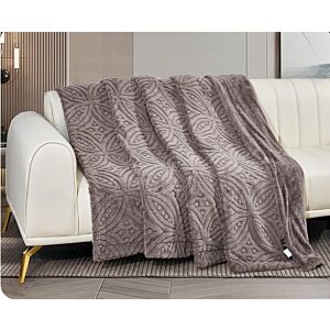 بطانية مفرد جاكار فرو 170x230 - بني