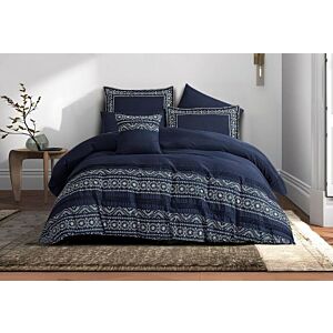 طقم لحاف كينج انزو سادة مطرز 7قطع - كحلي