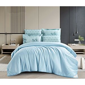 لحاف كينج سادة فندقي مقلم - فيروزي