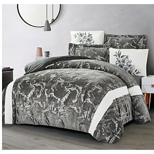 طقم لحاف كينغ مخمل ايما - 6 قطع - رصاصي غامق