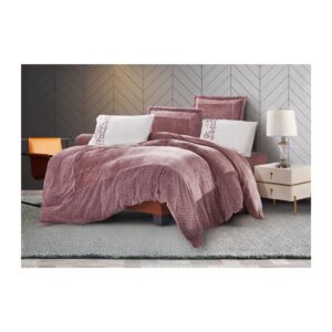 لحاف كينج مخمل ناعم 6 قطع - لحمي