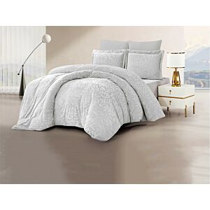 طقم لحاف مفرد أورنامينتو جاكار 4 قطع - رصاصي فاتح