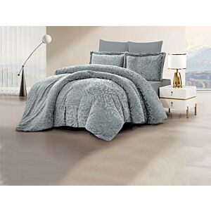 طقم لحاف مفرد أورنامينتو جاكار 4 قطع - رصاصي غامق