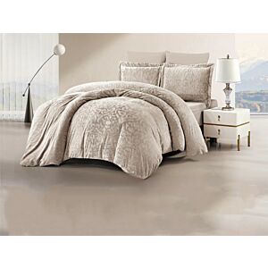 طقم لحاف مفرد أورنامينتو جاكار 4 قطع - بيج