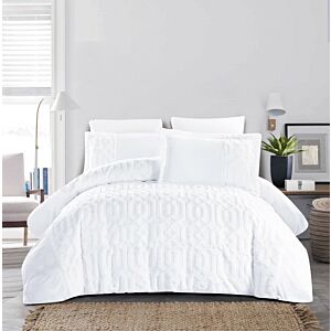 طقم لحاف كينج سوفتلي جاكار فرو 6 قطع - ابيض