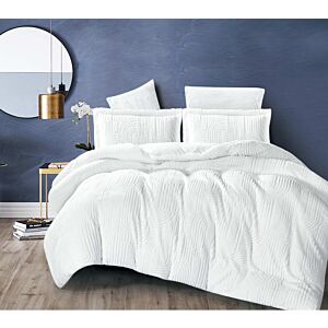 طقم لحاف كينغ مزدوج جاكار فرو كلاوديا - 6 قطع - ابيض