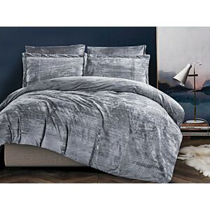 طقم لحاف فيليتو كينج مخمل سادة 6 قطع - رصاصي غامق