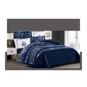 لحاف مفرد مخمل مشجر 4 قطع كحلي