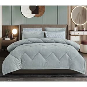 طقم لحاف كينج ساده 6 قطع نيران - رمادي فاتح