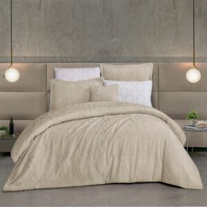 طقم لحاف كوين سادة مطرز ستريم لايف 5 قطع جانيت