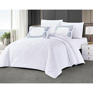 طقم لحاف كوين استريم لايف سادة 4 قطع تانيا - ابيض