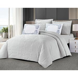 طقم لحاف كوين استريم لايف سادة 4 قطع تانيا - رمادي فاتح