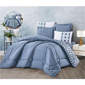 طقم لحاف مفرد موريلا صيفي وجهين 4 قطع - أزرق