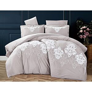 طقم لحاف مفرد مخمل جاكار كلاريس - 4 قطع - جملي فاتح