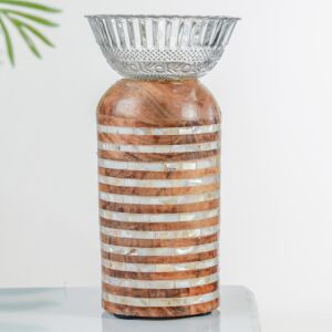 وعاء تقديم بقاعدة إلمار - لون بني حجم صغير 