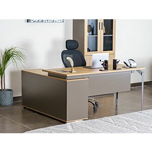 مكتب ميامي مع ملحق 180 سم - رمادي وبيج