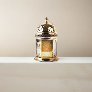 فانوس رمضان بيتير استيل لون ذهبي باضاءه LED صوت