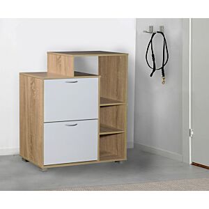 خزانة أحذية دورين مع رفوف  خارجية فلينسيا لون خشبي وأبيض