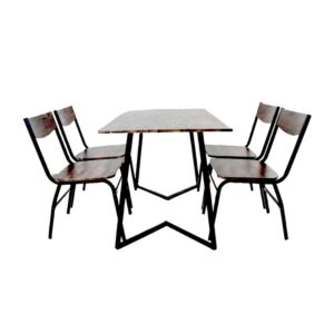 طقم طاولة طعام مع 4 كراسي روزيتان لون بني غامق وأسود