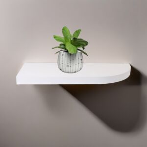 رف جداري خشب ربع بيضاوي 60 سم - أبيض