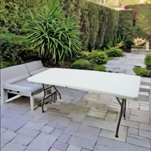 طاولة فايبر مستطيلة قابلة للطي - أبيض