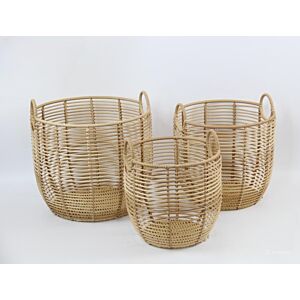 طقم سلال تخزين ملابس راتان 3 قطع مولتو - بيج