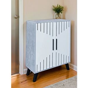 خزانة احذية بابين جايد - رمادي وابيض