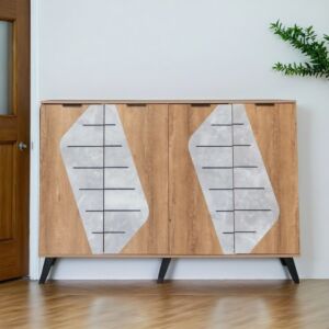 خزانة أحذية قسمين 4 أبواب مارل - بيج ورمادي